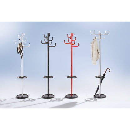 Coat rack, height 1700 mm, Ø 450 mm, 8 coat hooks, black.
