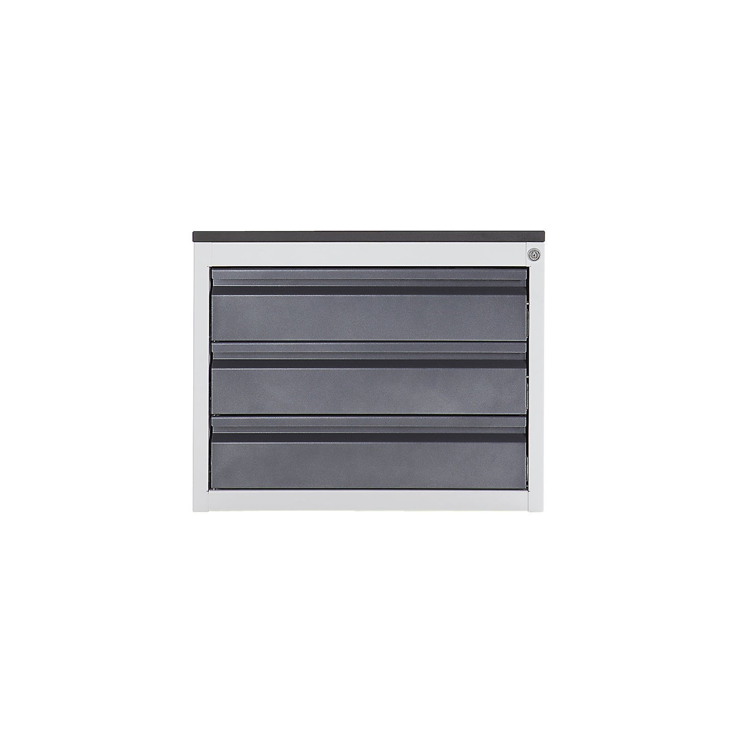 Drawer cupboard with telescopic guides, height 460 mm, 3 x 120 mm drawers, light grey / gentian blue, width 770 mm.