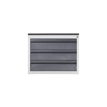 Drawer cupboard with telescopic guides, height 460 mm, 3 x 120 mm drawers, light grey / gentian blue, width 770 mm.