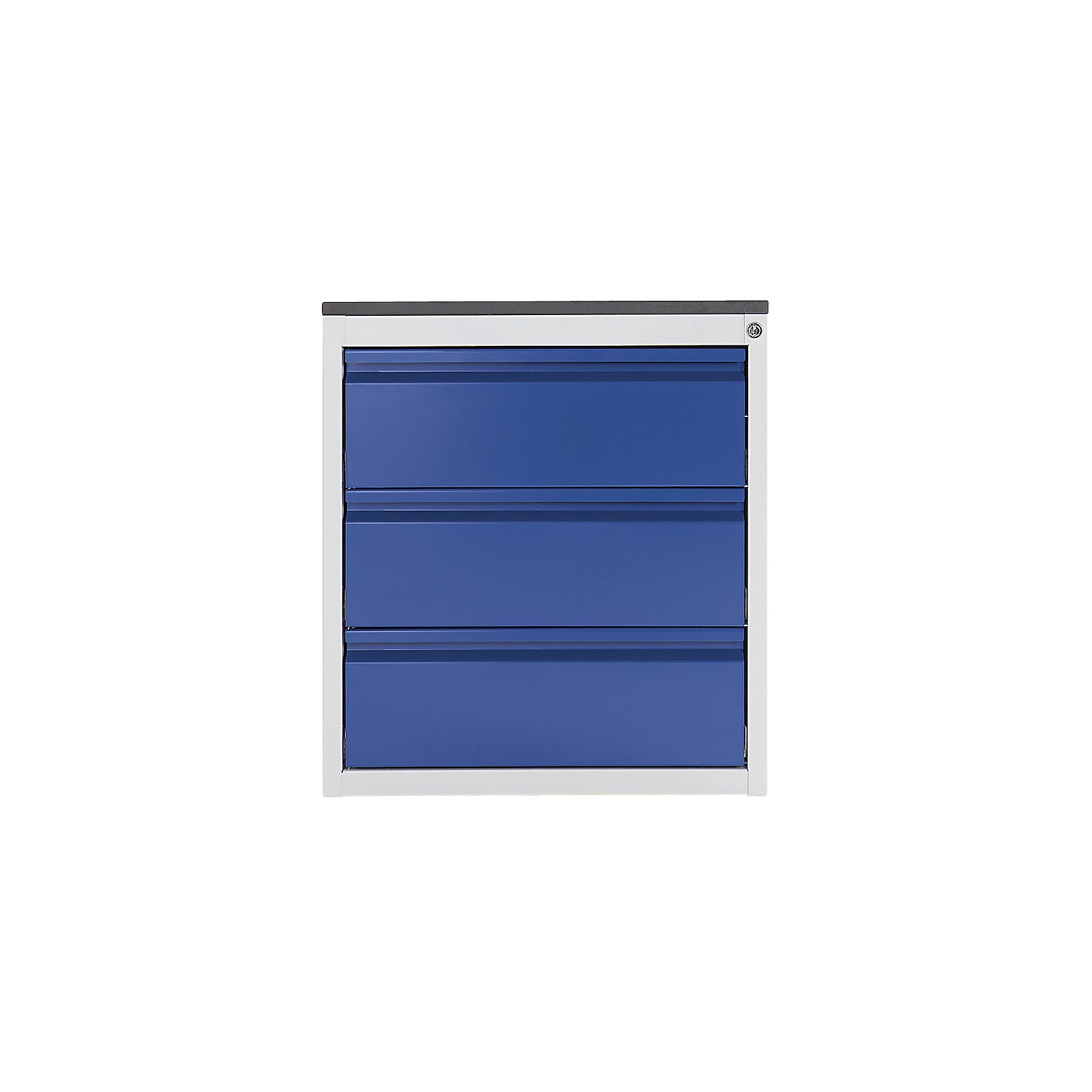 Drawer cupboard with telescopic guides, height 640 mm, 3 x 180 mm drawers, light grey / metallic charcoal, width 580 mm.