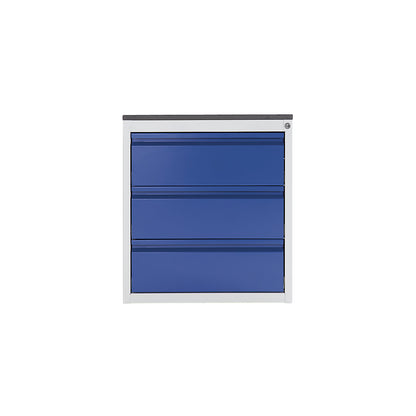 Drawer cupboard with telescopic guides, height 640 mm, 3 x 180 mm drawers, light grey / metallic charcoal, width 580 mm.
