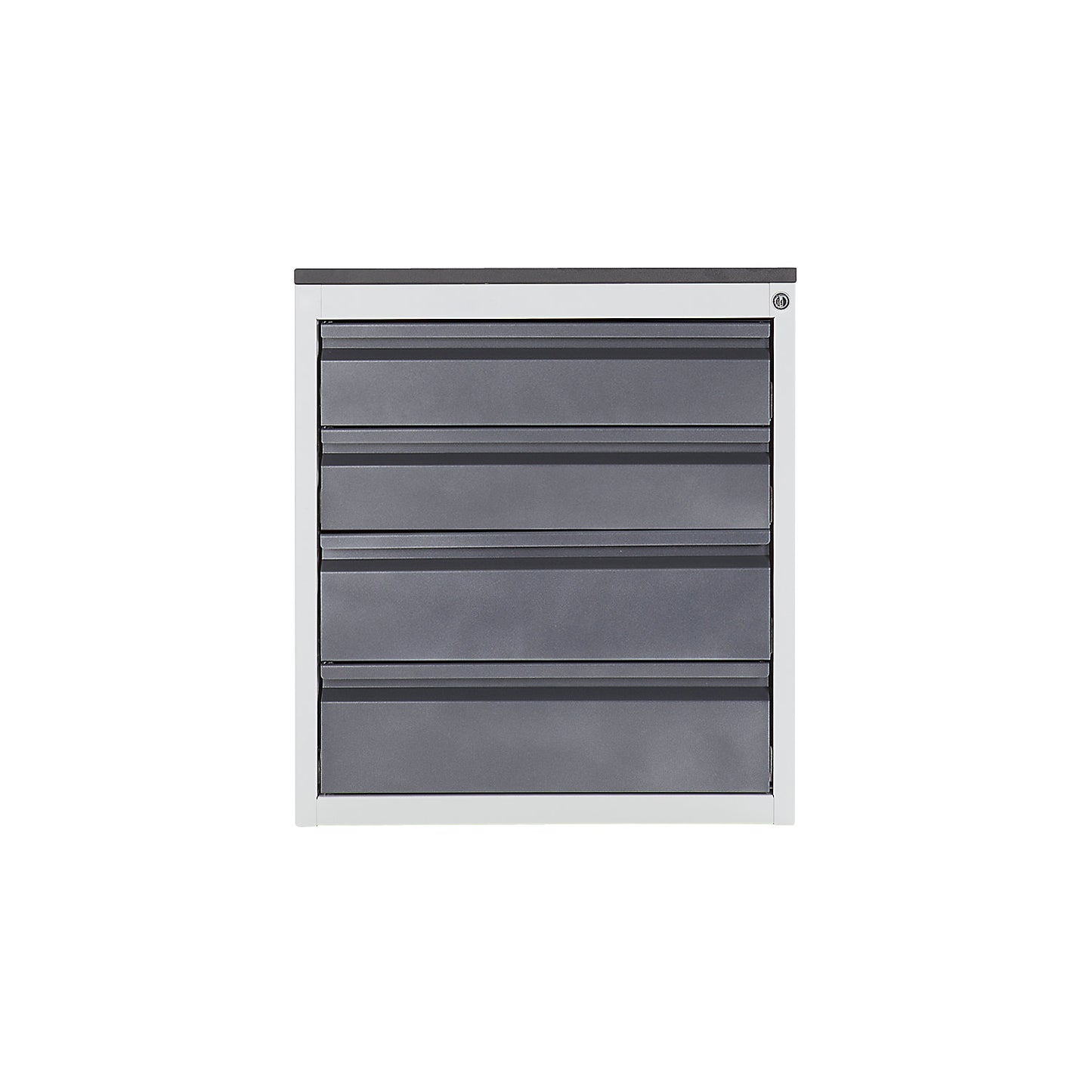 Drawer cupboard with telescopic guides, height 640 mm, drawers: 2 x 120, 2 x 150 mm, light grey / metallic charcoal, width 580 mm.