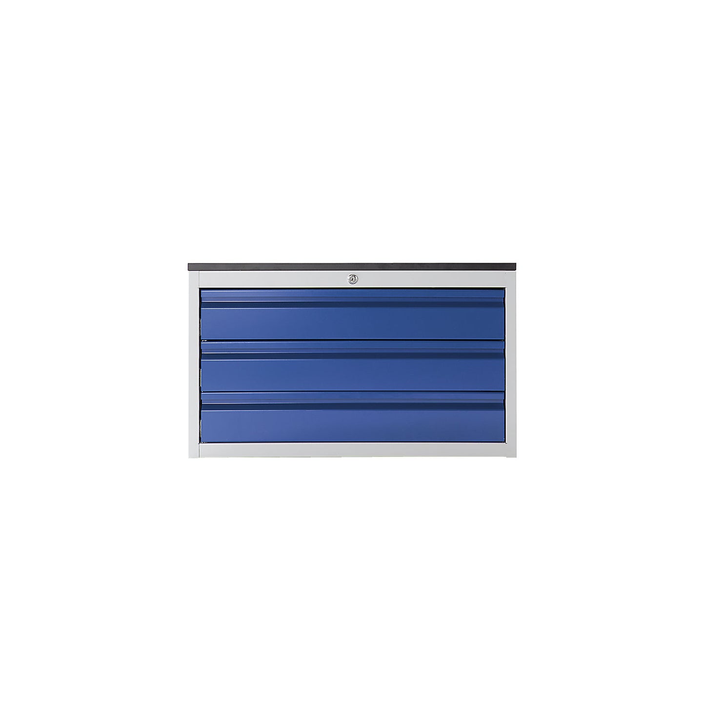Drawer cupboard with telescopic guides, height 460 mm, 3 x 120 mm drawers, light grey / gentian blue, width 580 mm.