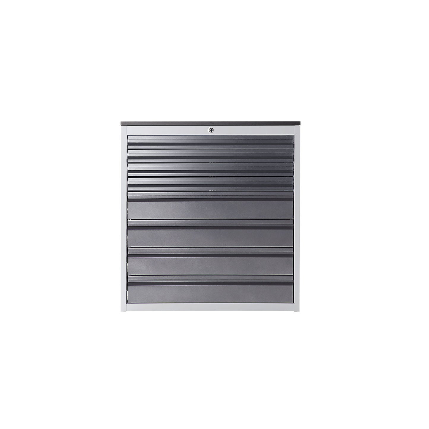 Drawer cupboard with telescopic guides, height 820 mm, drawers: 4 x 60, 4 x 120 mm, light grey / metallic charcoal, width 580 mm.