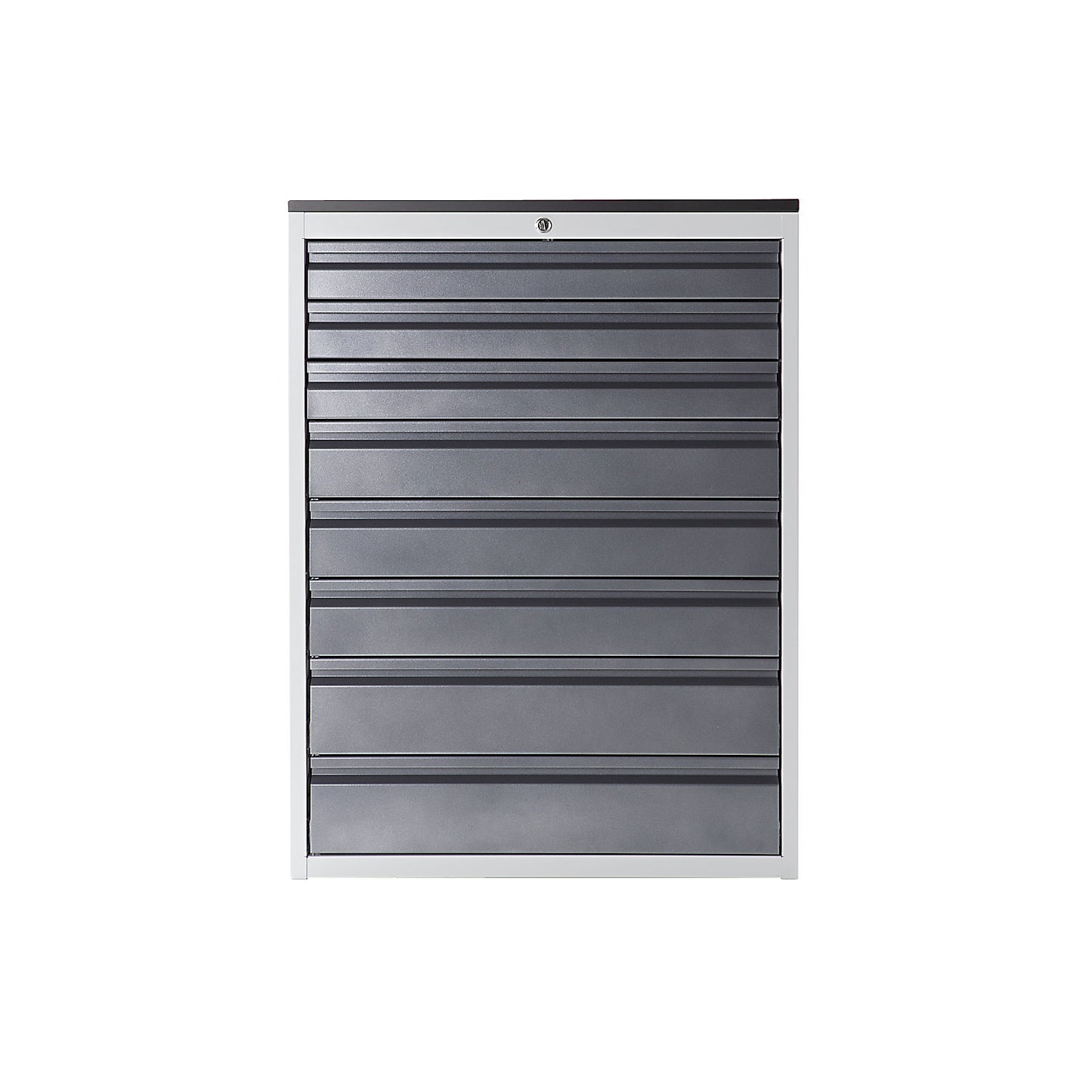 Drawer cupboard with telescopic guides, height 1030 mm, drawers: 3 x 90, 3 x 120, 2 x 150 mm, light grey / gentian blue, width 580 mm.