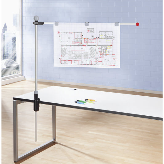Table plan holder, with 1 swivel arm, height adjustment range up to 1200 mm.