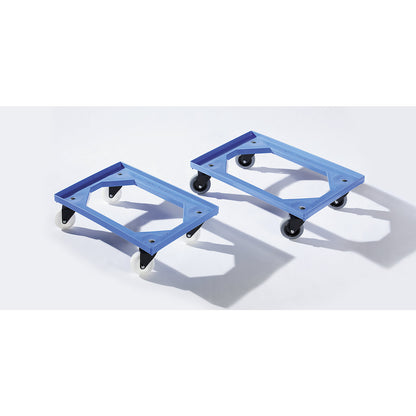 Plastic dolly, for Euro format 600 x 400 mm, nylon wheels.