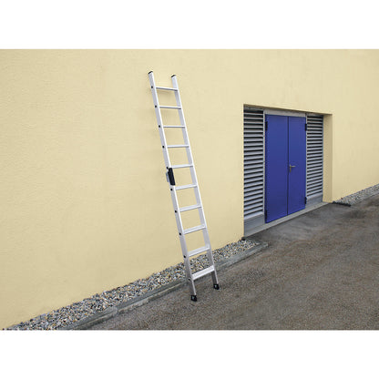 Lean to ladder with steps, professional version, width 420 mm, 12 steps, with nivello® support.