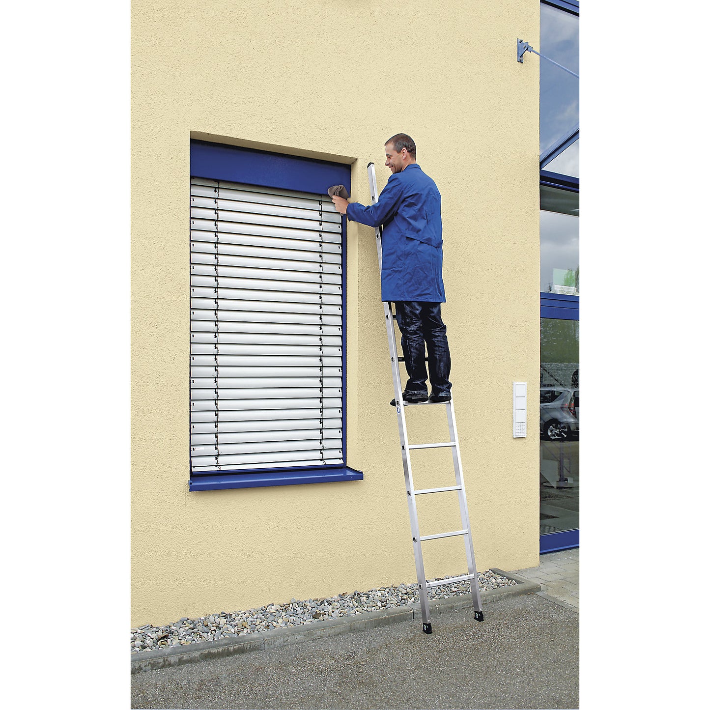 Lean to ladder with rungs, professional version, width 420 mm, 8 rungs, rail 58 x 25 mm.