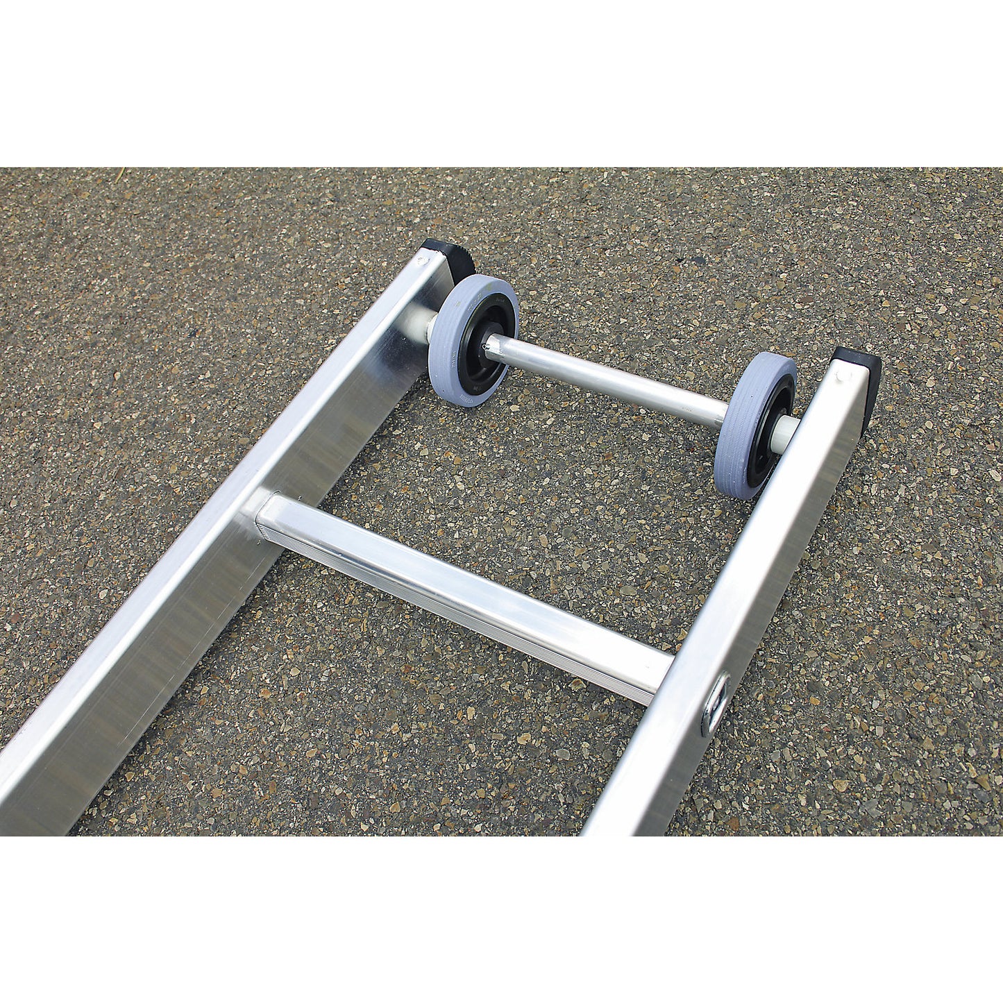 Height adjustable lean-to ladder, rope operated extension ladder, 2-part with nivello® support, 2 x 20 rungs.