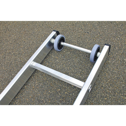 Height adjustable lean-to ladder, rope operated extension ladder, 2-part with nivello® support, 2 x 20 rungs.