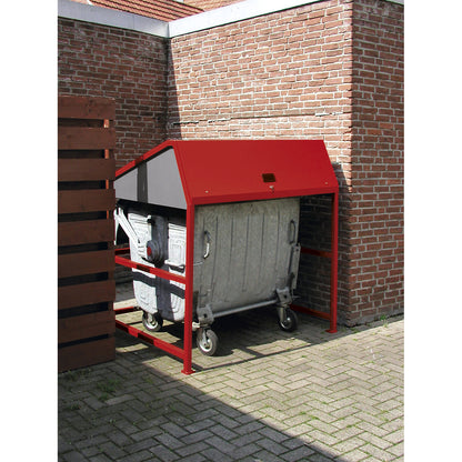 Waste bin enclosure, open version, frame in blue.