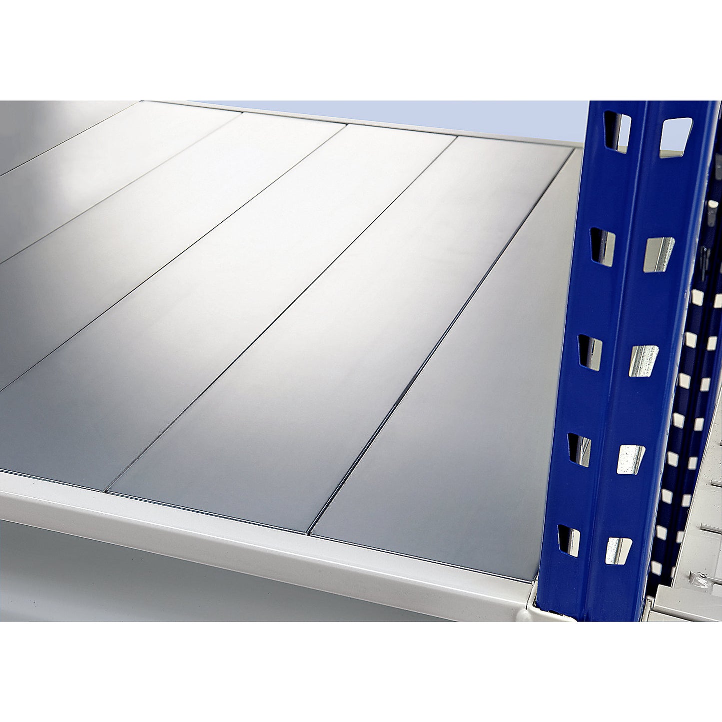Heavy duty wide span shelving with steel shelf panels, frame colour blue, HxWxD 1996 x 2780 x 1000 mm, extension shelf unit.