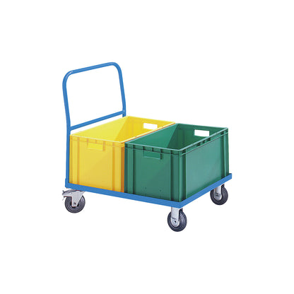 Steel platform truck, frame LxW 810 x 610 mm, for stacking containers, max. load 200 kg.
