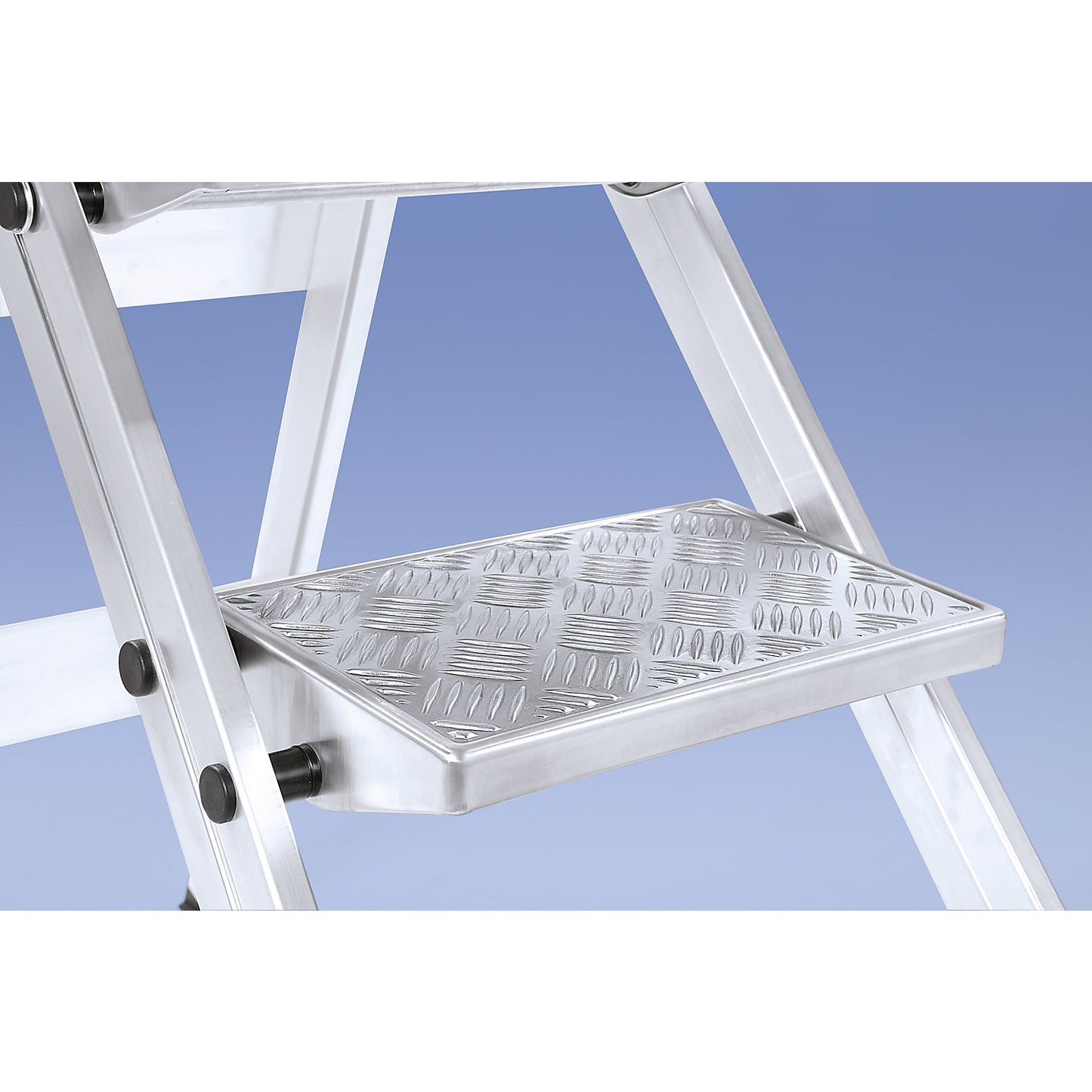 Aluminium folding steps, ribbed aluminium steps, with safety rail, 3 steps.