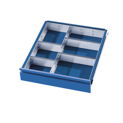 Drawer divider set, 1 partition, 4 plug-in dividers, for drawer height 120 + 150 mm.