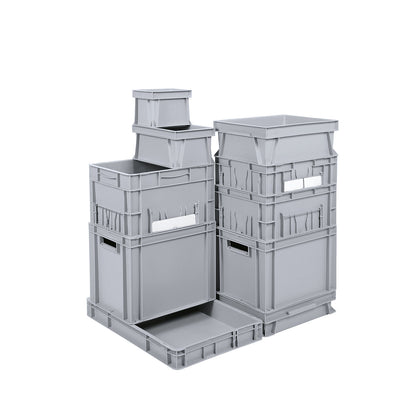 Euro stacking container, capacity 13 l, LxWxH 400 x 300 x 145 mm, PP, grey.
