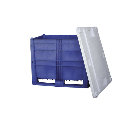 Polyethylene pallet box, capacity 652 l, model with 2 runners, 6 feet.