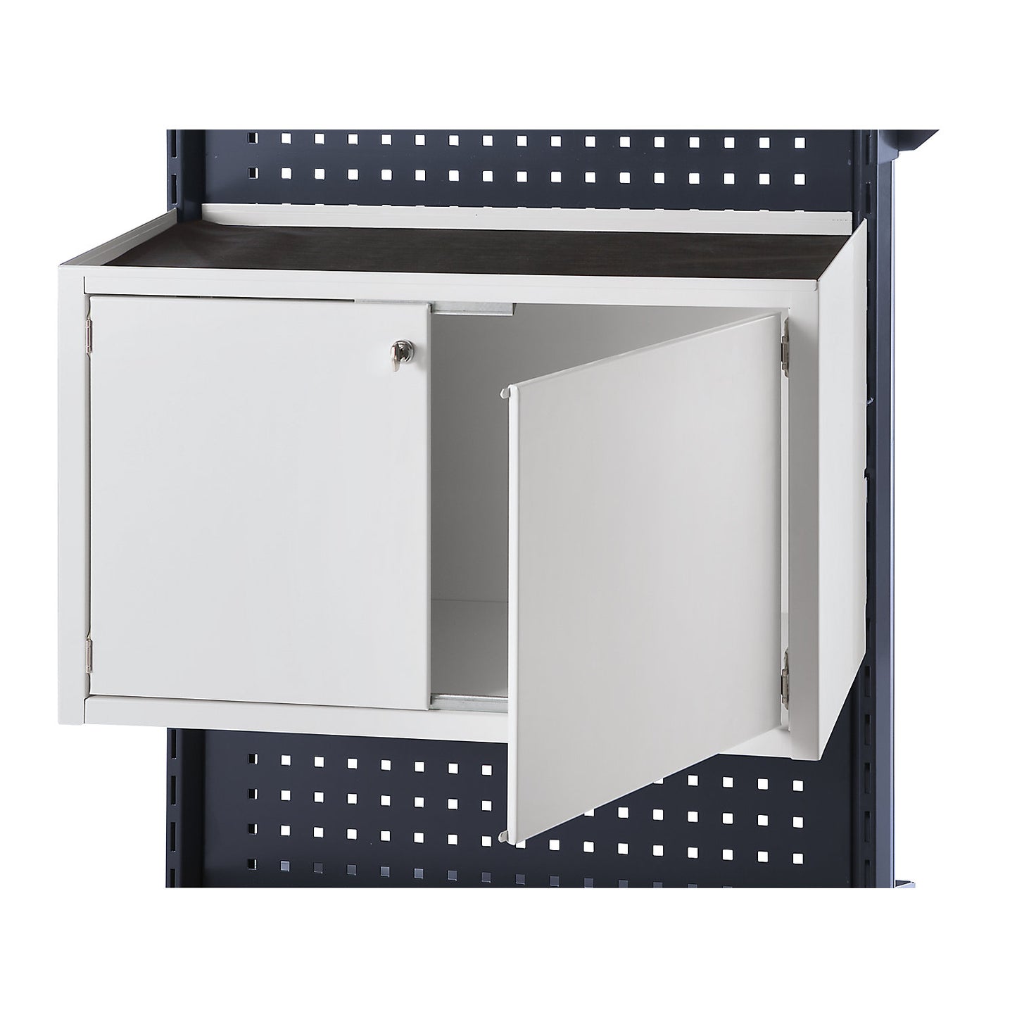 Double door cupboard, WxDxH 760 x 330 x 450 mm, light grey.