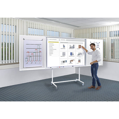 Folding whiteboard, complete set, sheet steel, enamel, 4:3 projection format.