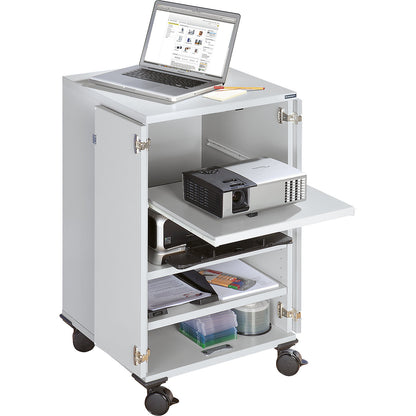 Multimedia trolley, mobile, 2 hinged doors, 3 shelves, HxWxD 960 x 550 x 550 mm.