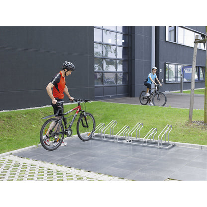 Bicycle rack, bars made of 18 mm steel tubing, single-sided rack, hot-dip galvanised, 2 parking spaces.