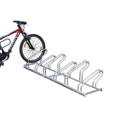 Bicycle rack, bars made of 18 mm steel tubing, single-sided rack, hot-dip galvanised, 3 parking spaces.