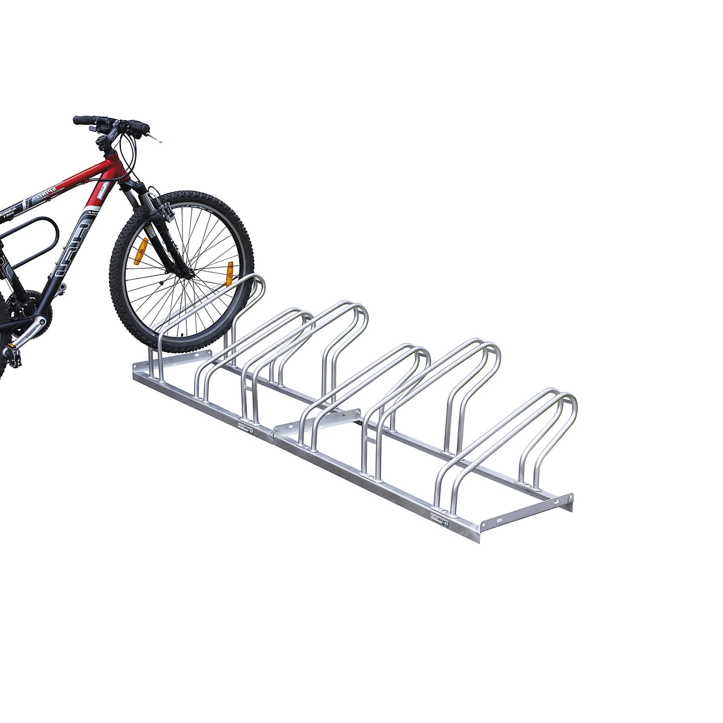 Bicycle rack, bars made of 18 mm steel tubing, single-sided rack, hot-dip galvanised, 2 parking spaces.