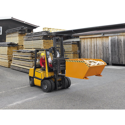 Tilting skip, low profile (E), capacity 1.5 m³, mouse grey.