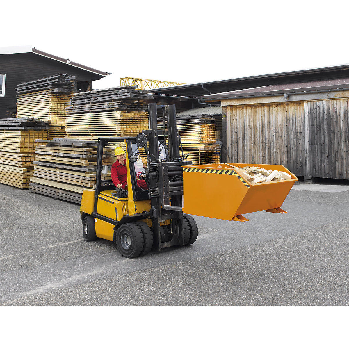 Tilting skip, low profile (E), capacity 0.5 m³, mouse grey.