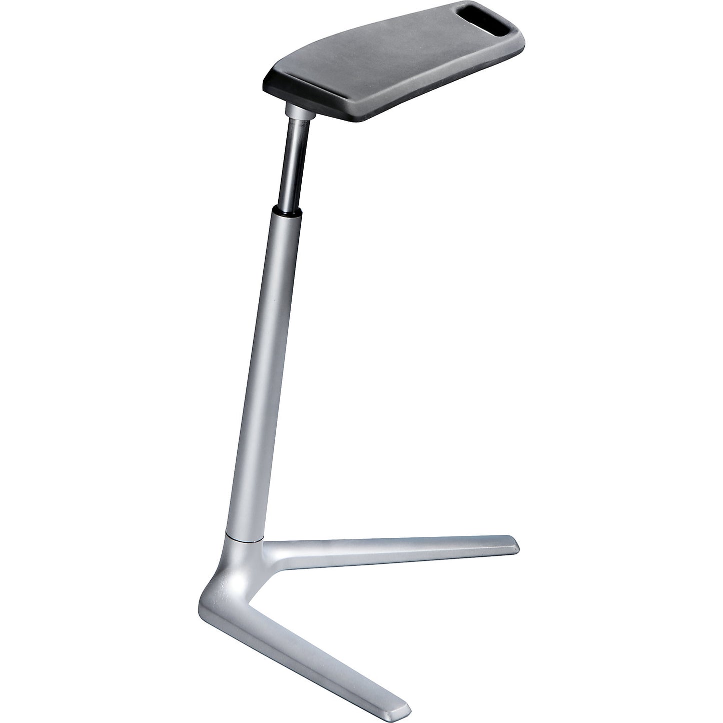 Comfortable anti-fatigue stool, height adjustment range 620 - 850 mm, seat in black.