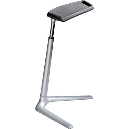 Comfortable anti-fatigue stool, height adjustment range 620 - 850 mm, seat in black.