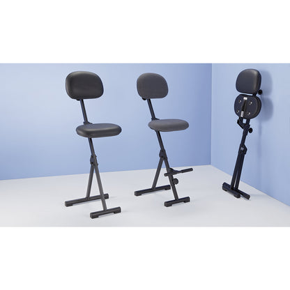Anti-fatigue stool, height adjustment range from 540 - 900 mm, with foot rest, vinyl cover, black.