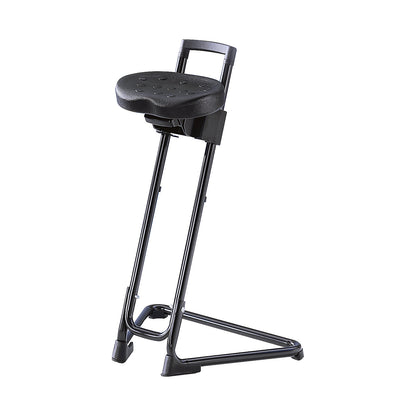 Anti-fatigue stool, tubular steel, infinite height adjustment 600 - 850 mm, black.