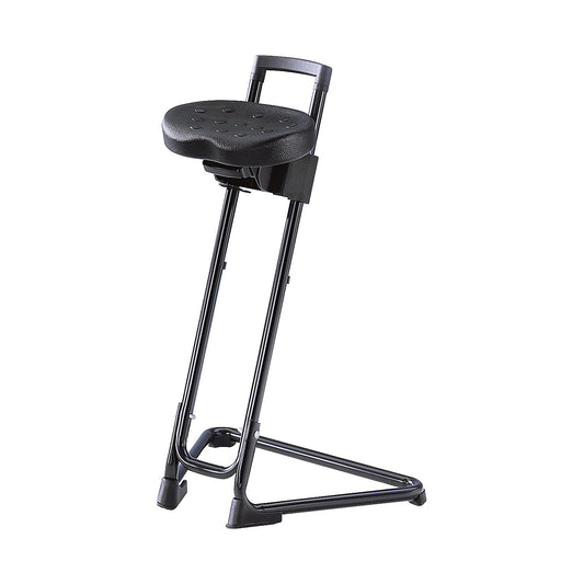 Anti-fatigue stool, tubular steel, infinite height adjustment 600 - 850 mm, black.
