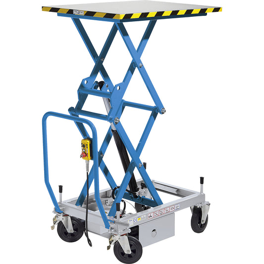 Double scissor lifting platform truck, electro-hydraulic lift, 12 V, max. load 500 kg.