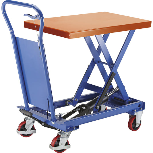 Standard lifting platform trolley, max. load 250 kg, powder coated platform.