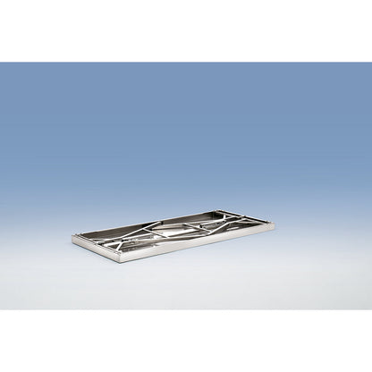 Stainless steel folding table, height 850 mm, WxD 1200 x 700 mm.