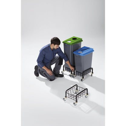 Robust recyclable waste collector, 60 l, green.