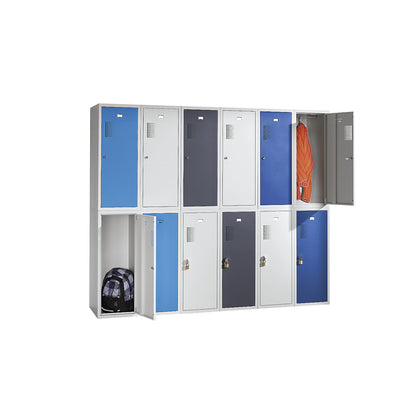 Amsterdam combination compartment locker, single module, light grey / basalt grey, width 400 mm, rotary bolt.
