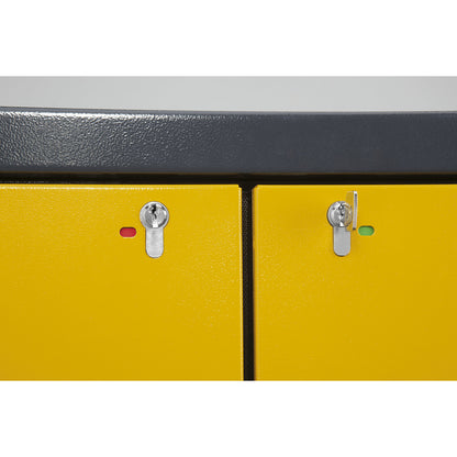 Fire resistant industrial hazardous goods cupboard, type 90, HxWxD 1955 x 900 x 615 mm, 2 door, golden yellow.
