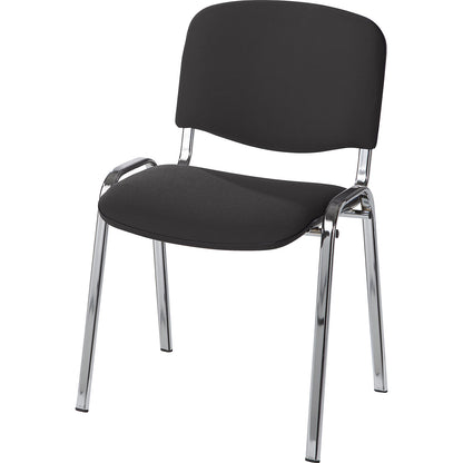 Visitors' chair, stackable, upholstered back rest, chrome plated frame, charcoal upholstery, pack of 2.