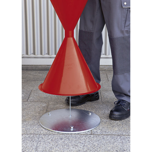Base disc for conical pedestal ashtray, made of hot dip galvanised sheet steel, weight 3 kg.