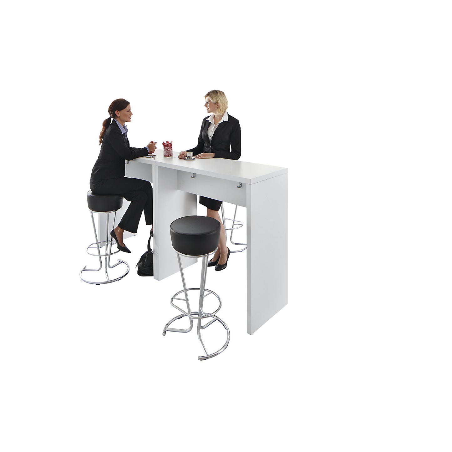 Pedestal table, HxLxW 1078 x 1040 x 500 mm, white.