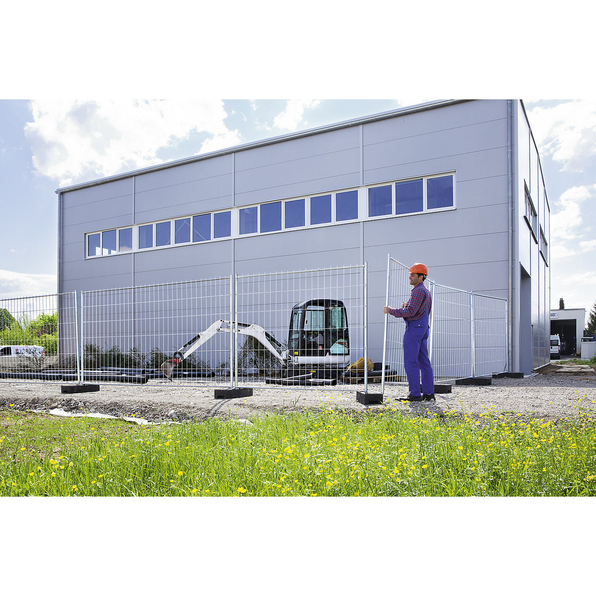 Site fencing, zinc plated, door section, width 1200 mm, height 1200 mm.