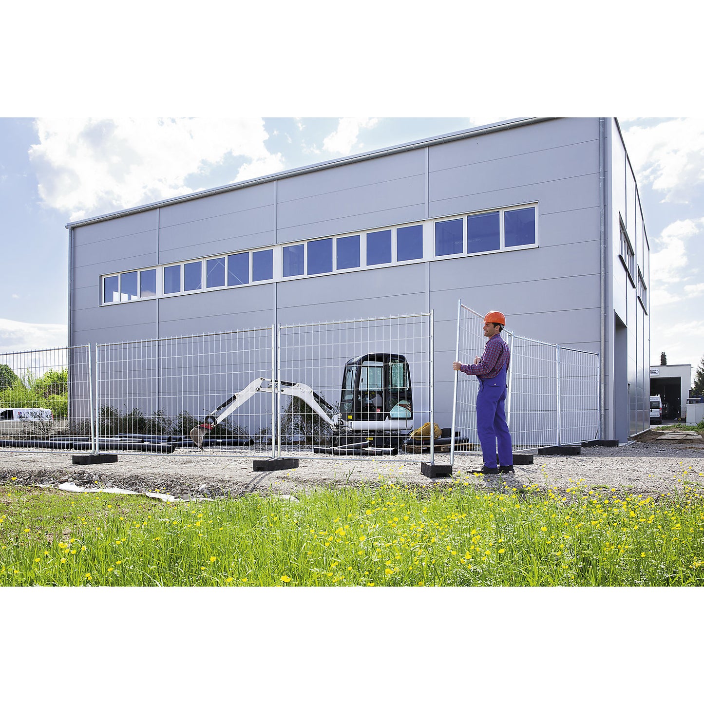 Site fencing, zinc plated, door section, width 1200 mm, height 1200 mm.