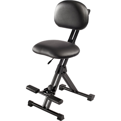 XXL anti-fatigue stool, with foot rest, height adjustment range 550 - 770 mm.