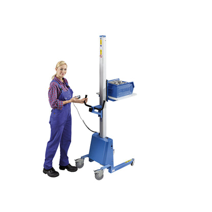 QCS 75 mini-lifter, aluminium/stainless steel construction, max. load 75 kg, protection type IP54.