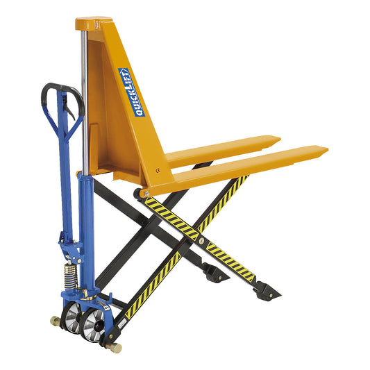 High-lift pallet truck, manual, max. load 1000 kg.