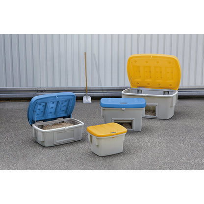 Universal / grit container, with dispenser opening, 700 l, blue lid.
